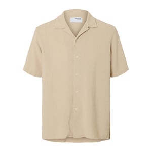 Selected Overhemden Sal Relax Fit Overhemd Oatmeal Beige