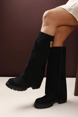 Where's That From Womens 'Brescia' Fold Over Knee High Chunky Sole Boots