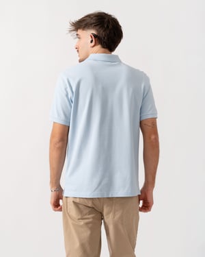 Shield Logo Regular Fit Pique Polo in Light Blue