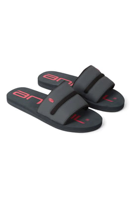 'Wave' Men's Sliders Lightweight Casual Slip On Cushioned Padded Open Toe Sandal Charcoal