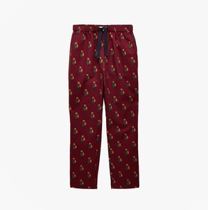 Joules Dozer Mens Pyjama Trousers Burgundy Red
