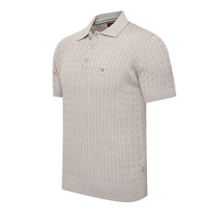Cappuccino Italia Polo SS Caorle Cable Knit Polo Grijs