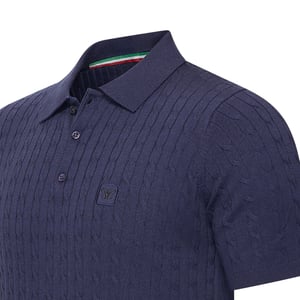 Cappuccino Italia Polo SS Caorle Cable Knit Polo Blauw
