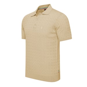 Cappuccino Italia Polo SS Caorle Cable Knit Polo Beige