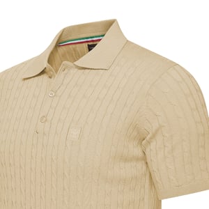Cappuccino Italia Polo SS Caorle Cable Knit Polo Beige
