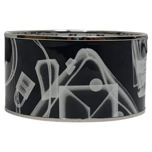 Hermès Please, Check-In Bangle Bracelet in Black Metal