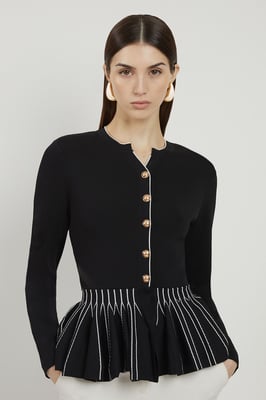 Viscose Blend Knit Peplum Jacket