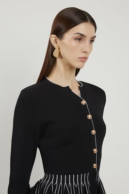 Viscose Blend Knit Peplum Jacket