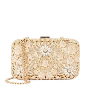 Dune Accessories Eberkeley - Gold Hard Case Floral Clutch