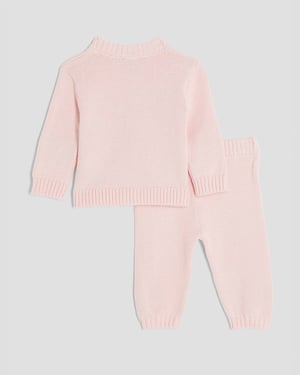 River Island Baby Girls Cardigan Set Pink Bear