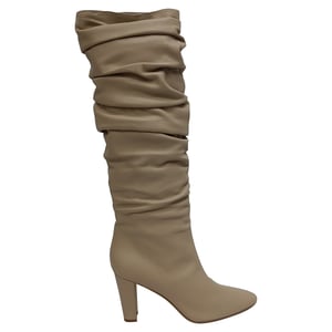 Manolo Blahnik Calassohi 90 Knee-High Boots in Beige Leather