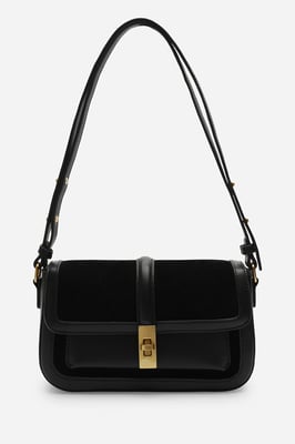 Where's That From Womens 'Coral' Suede Structured Shoulder Bag with Gold Lock