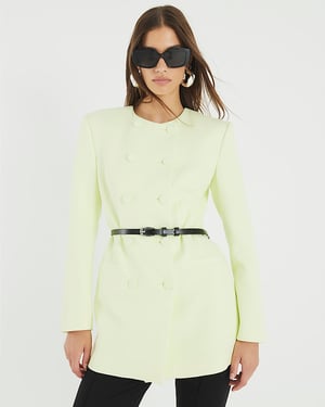 River Island Womens Blazer Green Structured Belted
