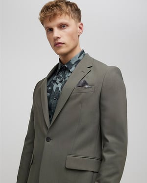 River Island Mens Suit Jacket Green Skinny Fit