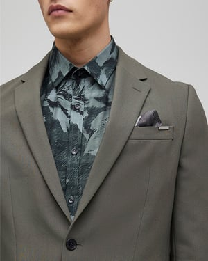 River Island Mens Suit Jacket Green Skinny Fit