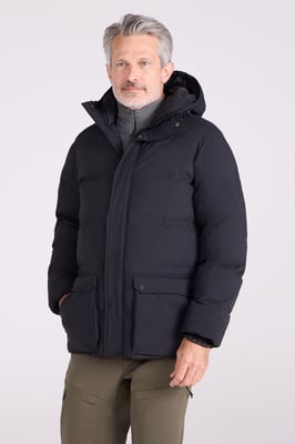 'Sage' Men's Padded Parka Jacket Heat Seal Water Resistant Warm Cosy Coat Black