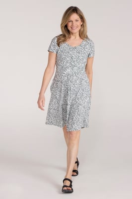 Orchid Patterned Women's UV Summer Dress with Side Pockets Holiday Beach Dress Green