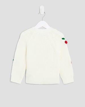 River Island Mini Girls Cardigan Cream Knitted 3D Fruit