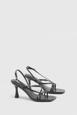 Wide Fit Asymmetric Buckle Detail Strappy Heels