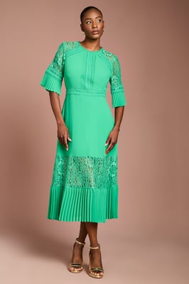 Lace Insert Midi Dress