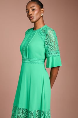 Lace Insert Midi Dress