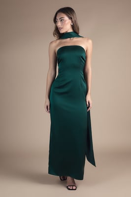 Oasis By Coast Bandeau Satin Bridesmaid Maxi Dress With Scarf