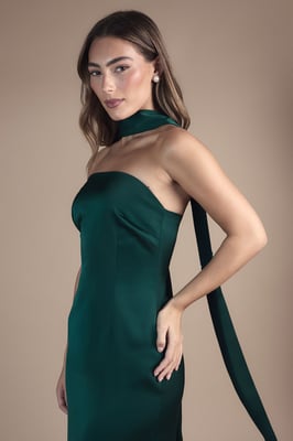 Oasis By Coast Bandeau Satin Bridesmaid Maxi Dress With Scarf