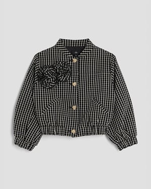 River Island Girls Bomber Jacket Black Check