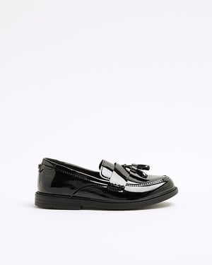River Island Boys Loafers Black Patent Tassel