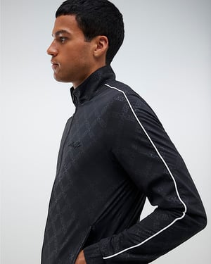 River Island Mens Jacket Black Monogram Funnel
