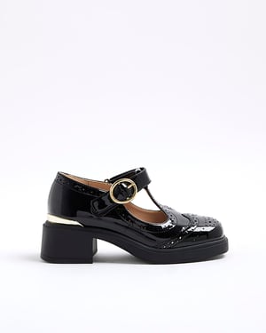 River Island Girls Mary Jane Shoes Black Heeled T-Bar