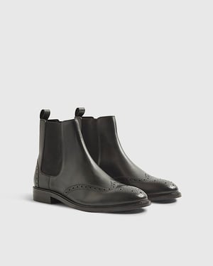 River Island Mens Brogue Boots Black Leather