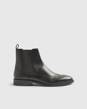 River Island Mens Brogue Boots Black Leather