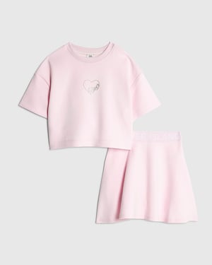 River Island Girls T-Shirt & Skirt Set Pink Premium