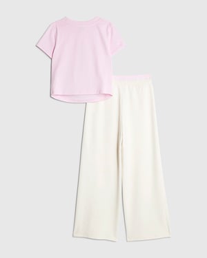 River Island Girls T-Shirt & Trousers Set Cream Love Smiley Face
