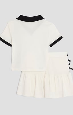 River Island Girls Polo Shirt & Skirt Bow Set Cream