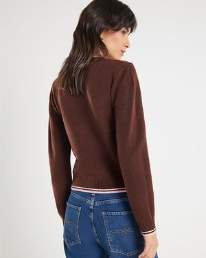 River Island Womens Jumper Brown Knitted Est 1988