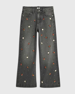 River Island Girls Wide Leg Jeans Black Rose