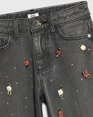 River Island Girls Wide Leg Jeans Black Rose