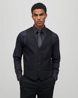 River Island Mens Waistcoat Black Slim Fit