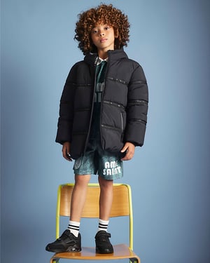 River Island Boys Puffer Coat Black Hooded Heavyweight