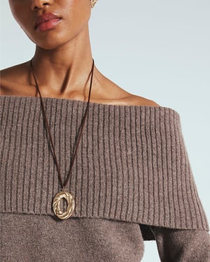 River Island Womens Jumper Brown Knitted Bardot