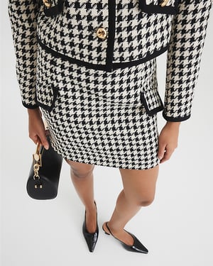 River Island Womens Mini Skirt Cream Tipped Dogtooth Boucle