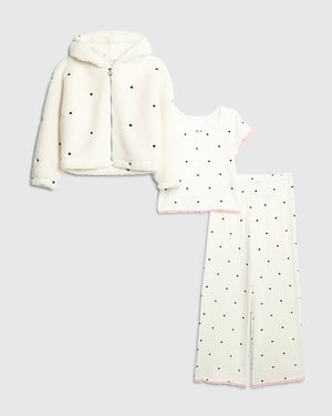 River Island Girls Hoodie Pyjama 3 Piece Set White Heart