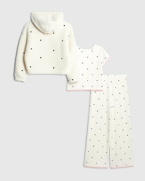 River Island Girls Hoodie Pyjama 3 Piece Set White Heart