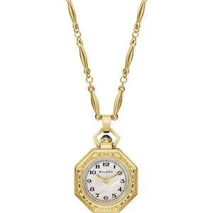 Bulova Rubaiyat Pendant Necklace Dames Horloge Goudkleurig 97L182