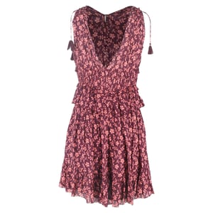 Ulla Johnson Noelle Bloemenprint Mini Jurk in Bourgondisch Katoen
