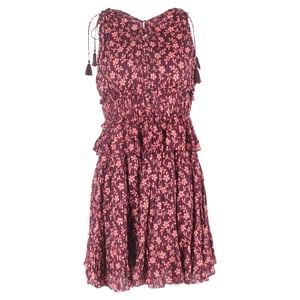 Ulla Johnson Noelle Bloemenprint Mini Jurk in Bourgondisch Katoen