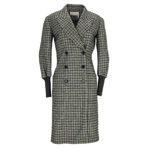 Chloé Check-Pattern Double-Breasted Coat in Multicolor Wool
