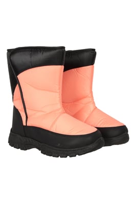 'Caribou' Kids Striped Snow Boots Snow Proof Everyday Winter Shoes Coral